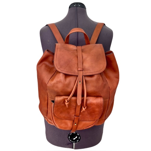 Madewell Brown Leather ‘The Transport Rucksack’ Backpack in “English Saddle” main image 9